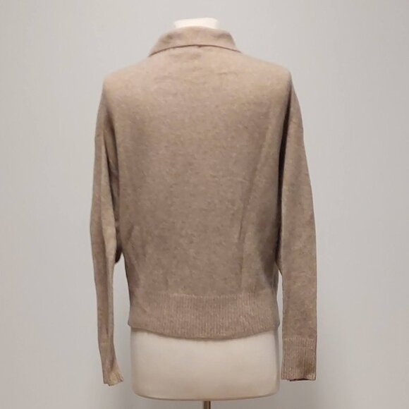 J. Crew Cappuccino Tan Wool-blend Polo Collar V-Neck Sweater Size XS/S - Picture 6 of 10